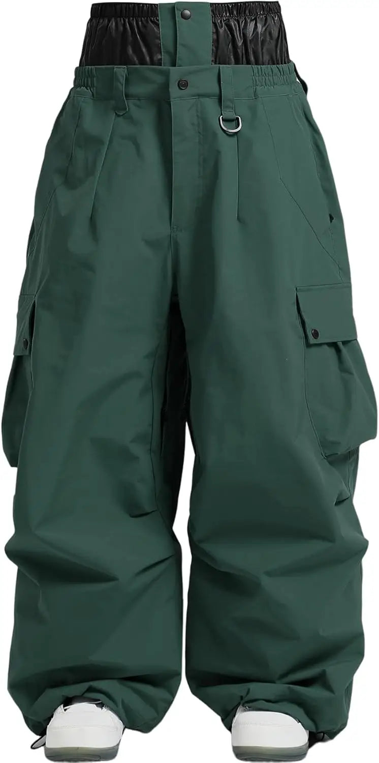 GSOU SNOW Super Baggy Snowboard Pants Men Waterproof Windproof Sports Clothes Insulated Loose Fit Ski Trousers for Cold Weather