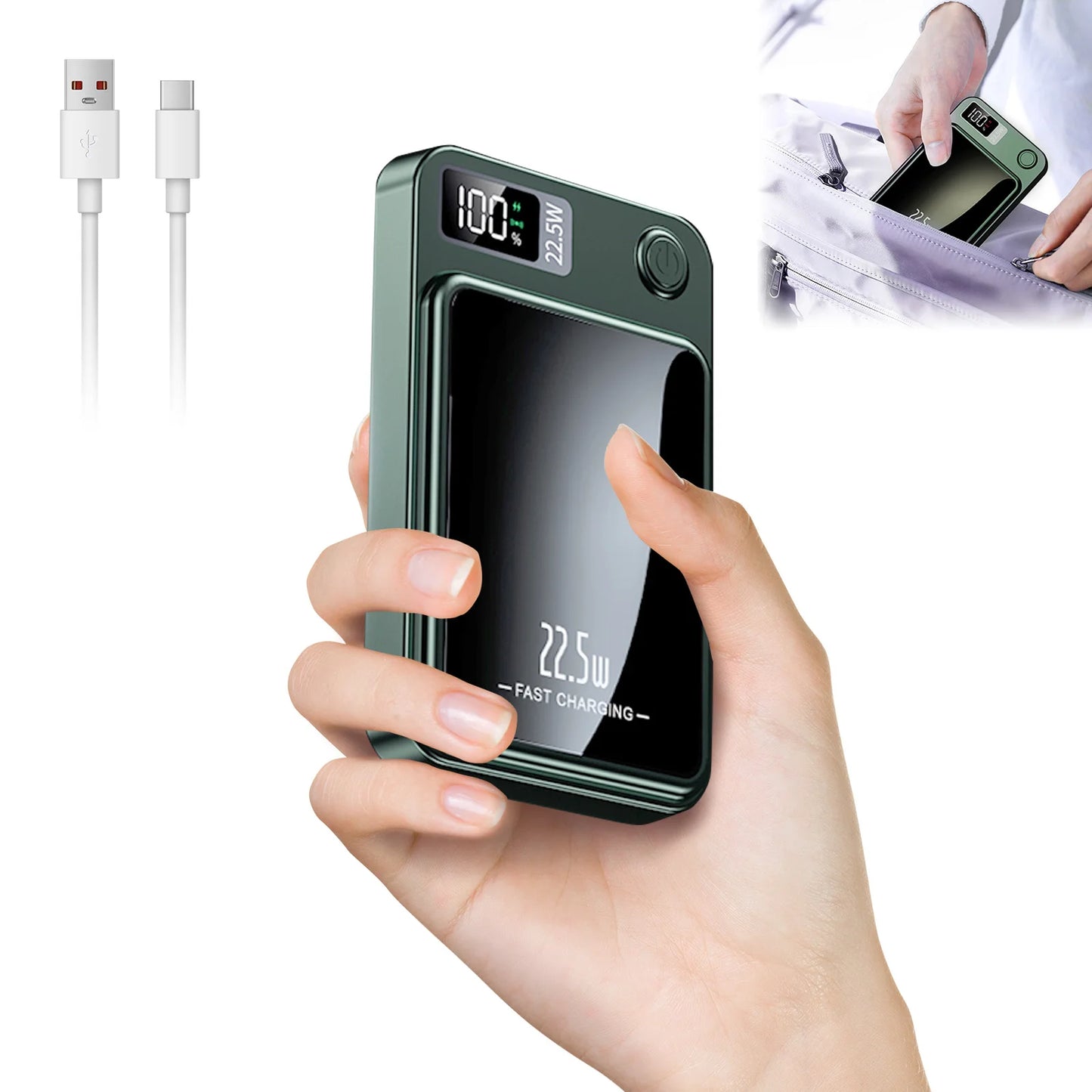 10000mAh Magnetic Charger Power Bank Wireless 22.5W USB-C Foldable Stand LED Display For IPhone 16/15/14/13/12 All Series