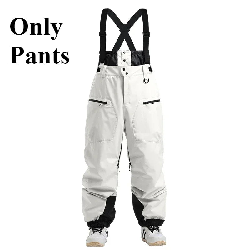Winter New Skiing Pants Thickening Warm Ski Overalls Men Loose Snow Clothes Outdoor Windproof Snowboard Trousers Waterproof Pant