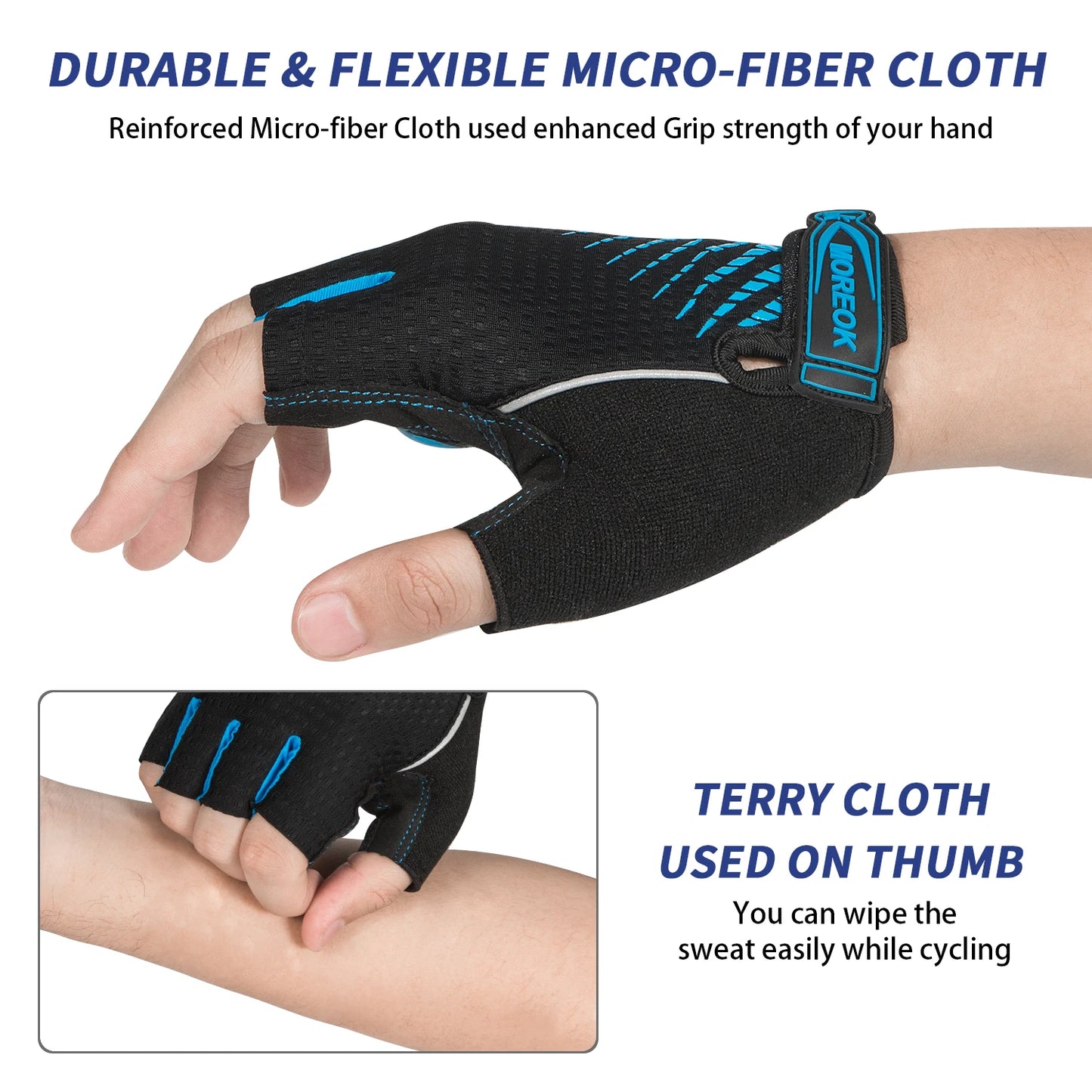 MOREOK Cycling Gloves,Breathable Bicycle Gloves,5MM Gel Pads Non-Slip Mountain Bike Gloves MTB Road Biking Gloves for Men Women