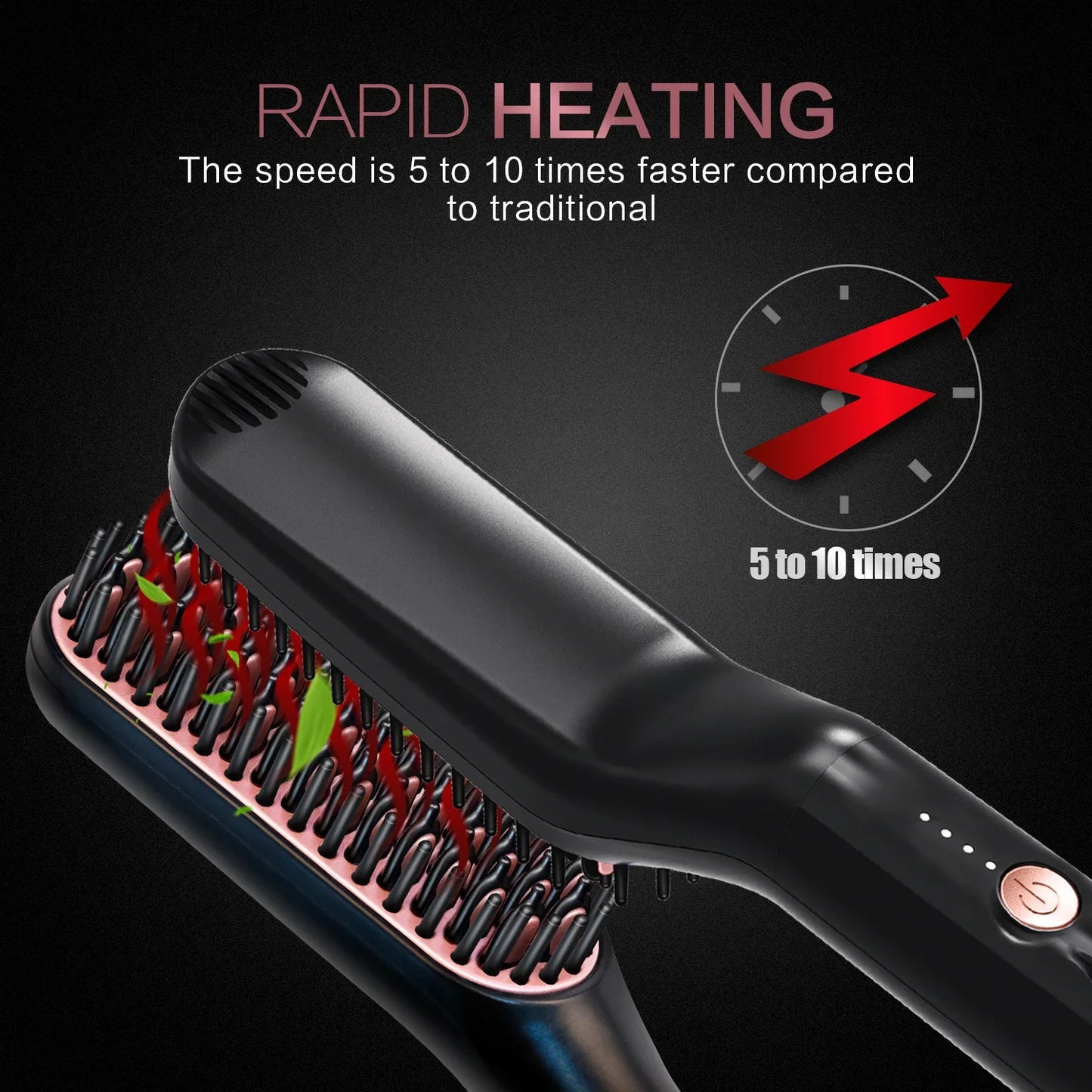 Men's Electric Beard Straightener Negative Ion Hair Straightening Brush Hair Straightener Wet & Dry Quick Styler