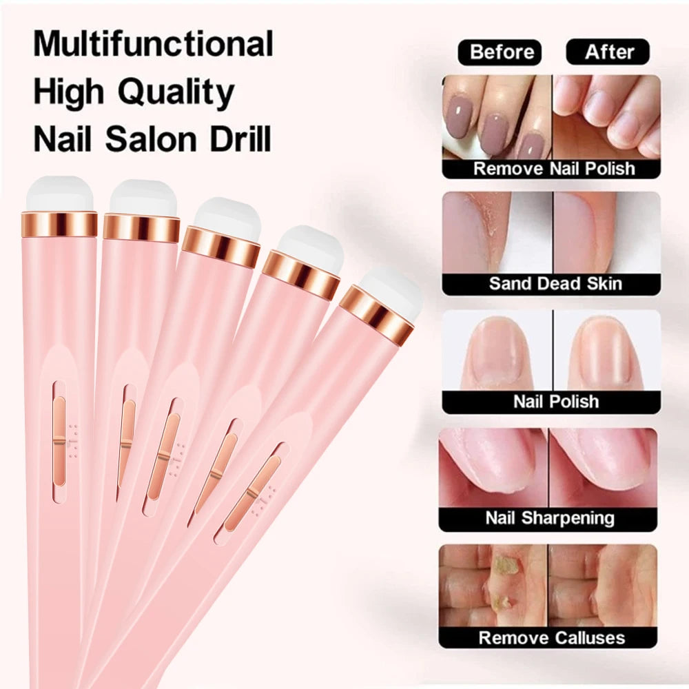 YIKOOLIN Portable Nail File Care Electric Nail Drill with 4 Speeds Cuticle Trimmer Battery Operated Manicure and Pedicure Tools