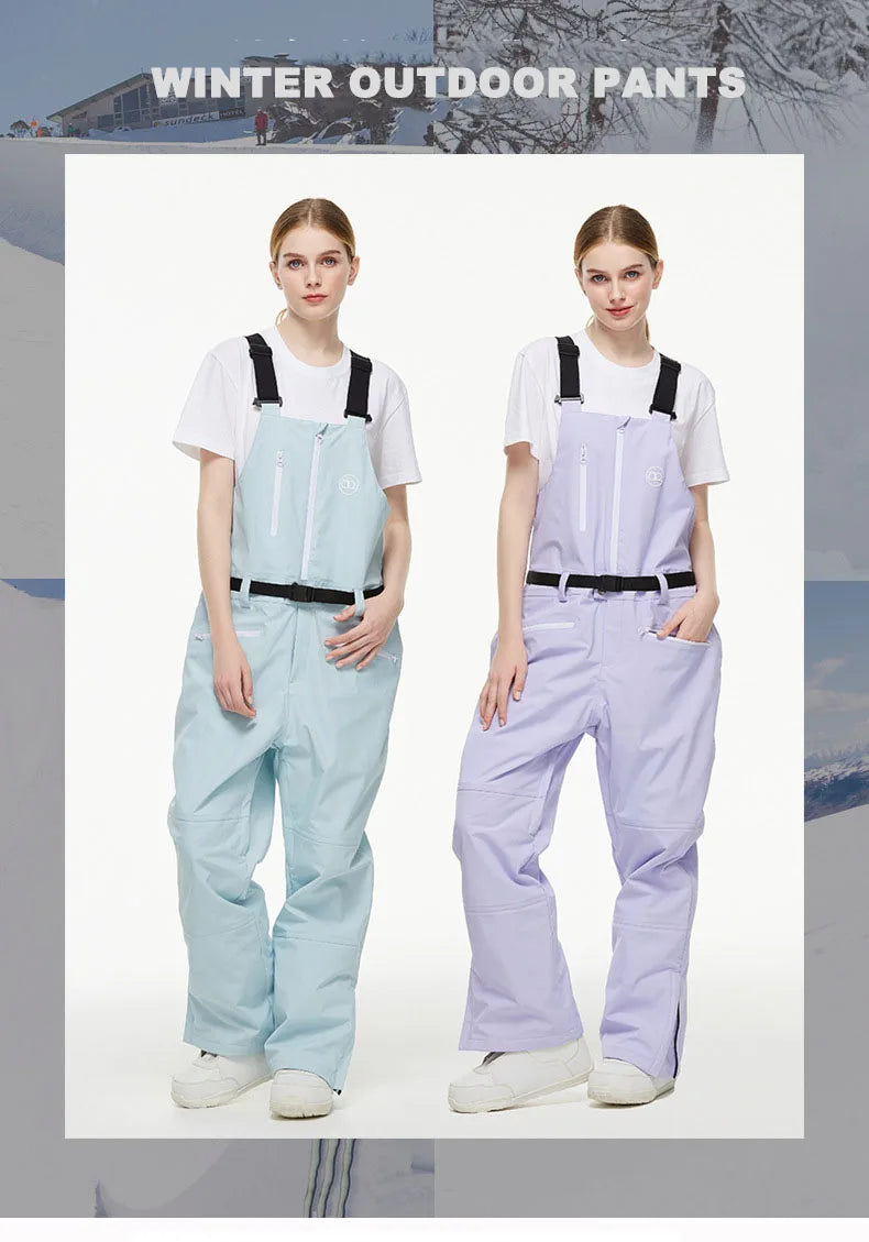 Men Women Ski Pants Winter Windproof Waterproof Reflective Warm Breathable Ski Overalls Pants Female Male Loose Snowboard Pants