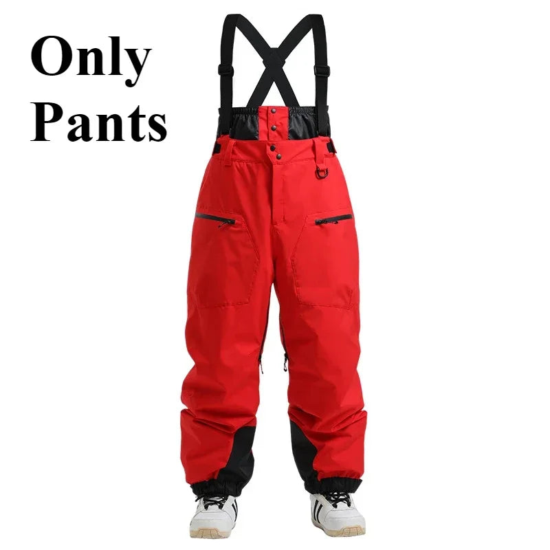 Winter New Skiing Pants Thickening Warm Ski Overalls Men Loose Snow Clothes Outdoor Windproof Snowboard Trousers Waterproof Pant