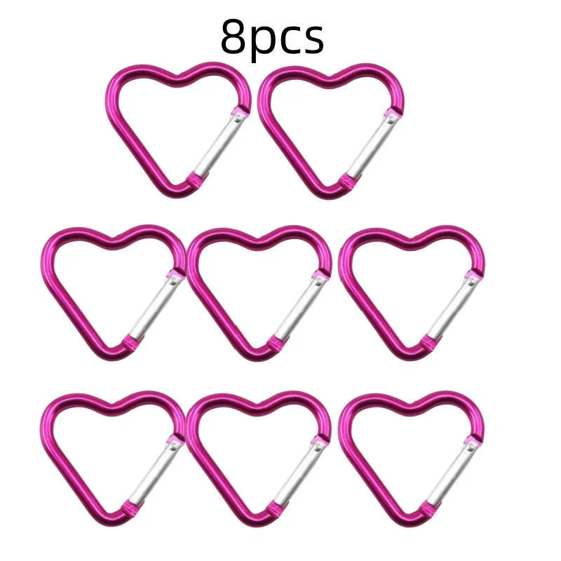 Outdoor Carabiner Heart Shape Keychain Clip Aluminum Alloy Rings Climbing Clips Spring Snap Hook Carabiner Durable