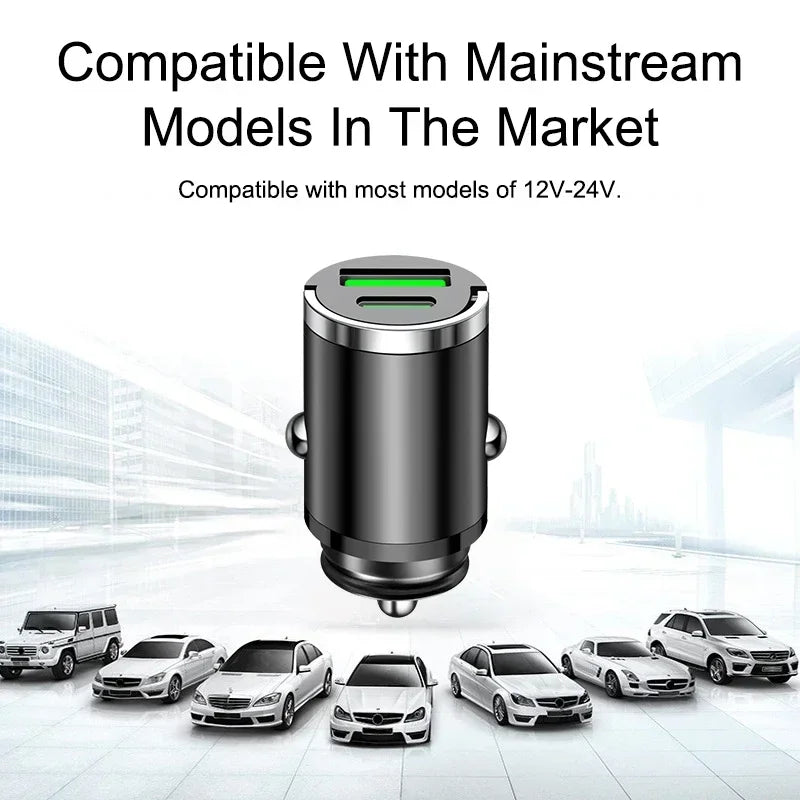 200W Mini Pull Ring Car Charger Dual USB Fast Chargingfor iPhone Huawei Xiaomi Samsung QC 3.0 Phone convenient Charger Adapter