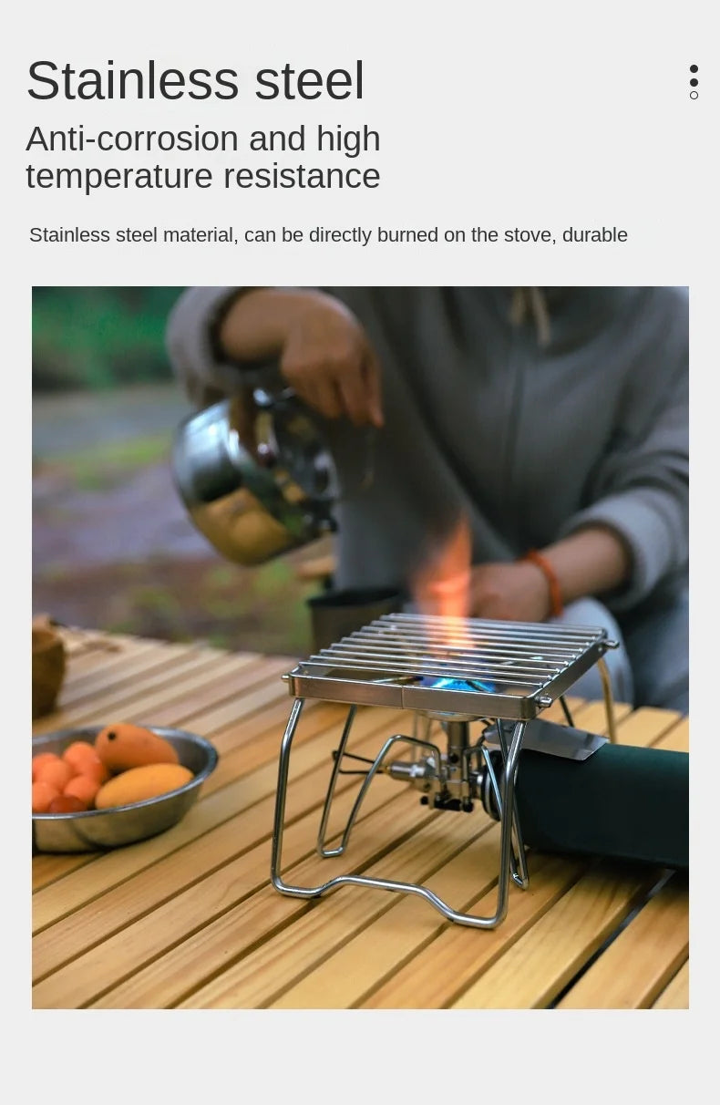 Outdoor Stainless Steel Stove Holder Camping Portable Folding Mini Barbecue Rack Pot Holder Baking Tray Holder