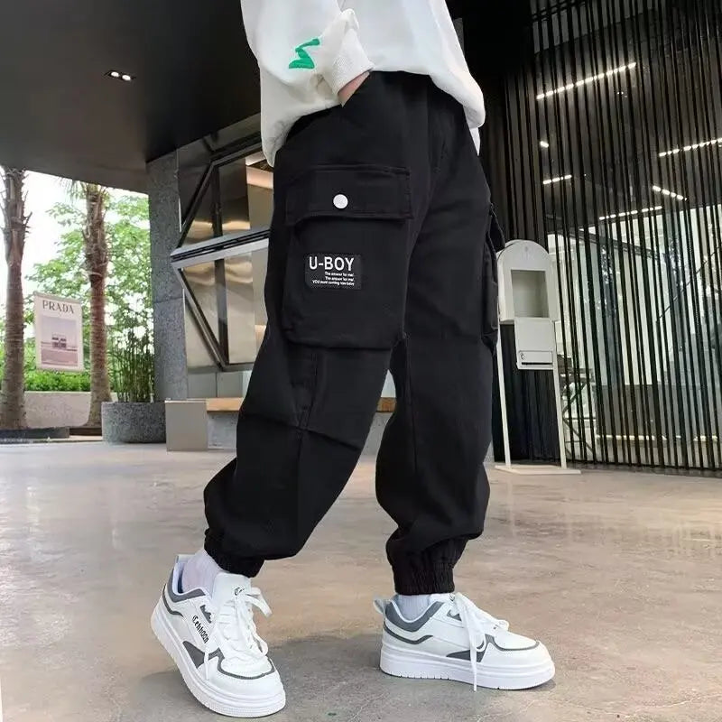 Multiple Pockets Boy Cargo Pants Children Casual Sweatpants Three-dimensional High Visibility Sports Pants Children's Clothing