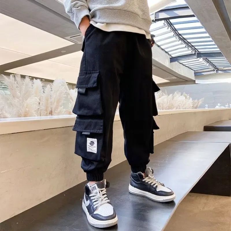 Multiple Pockets Boy Cargo Pants Children Casual Sweatpants Three-dimensional High Visibility Sports Pants Children's Clothing