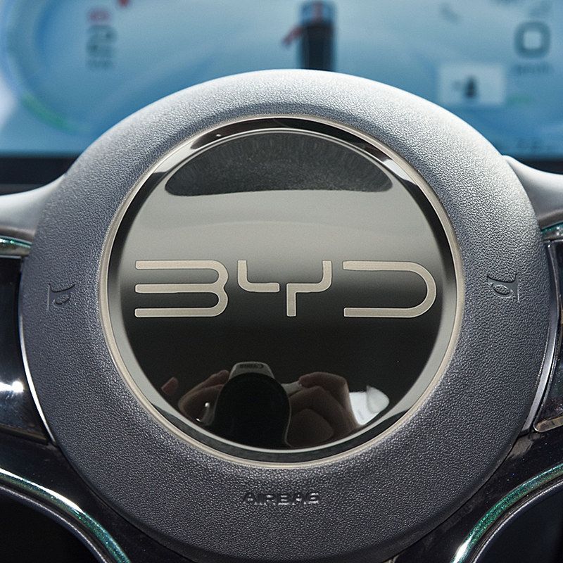 Car Steering Wheel Sticker Stainless Steel Steering for BYD Atto3 Yuan Plus Dolphin Seal Seagull Sealion SHARK Protective Cover