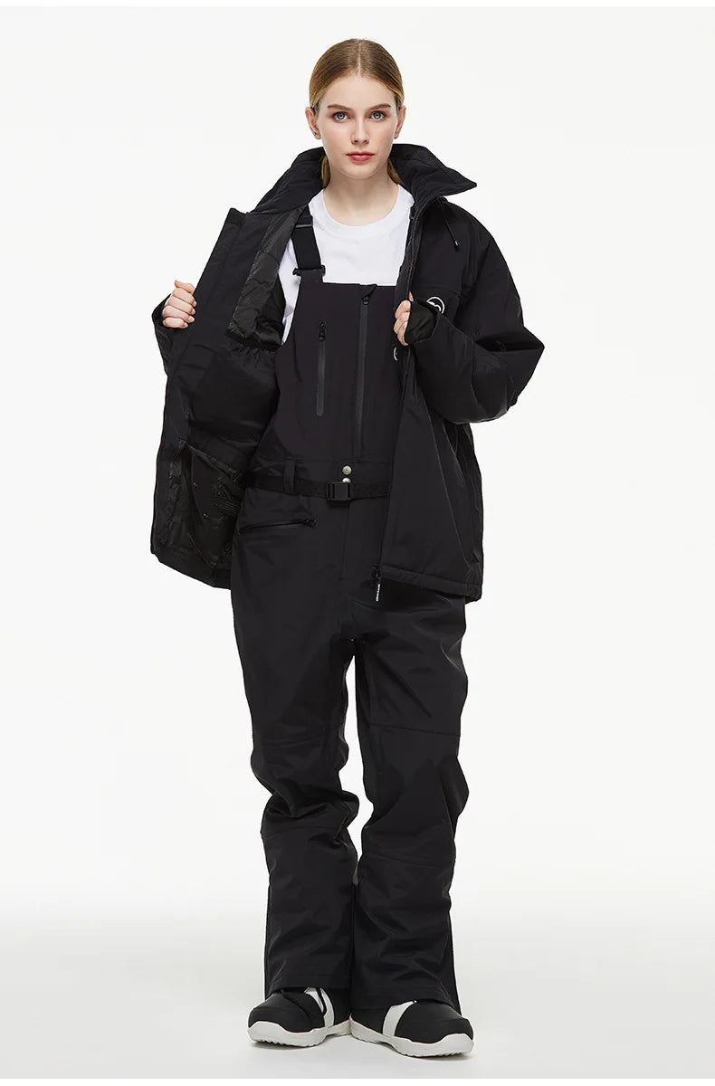 Men Women Ski Pants Winter Windproof Waterproof Reflective Warm Breathable Ski Overalls Pants Female Male Loose Snowboard Pants