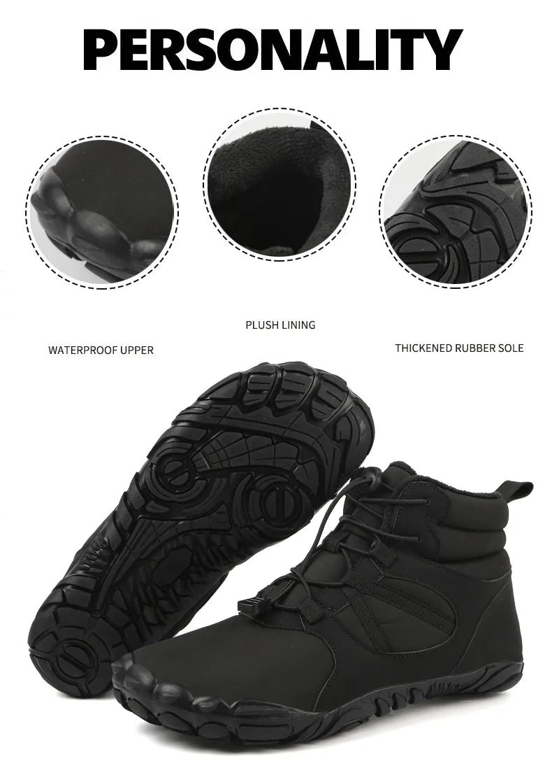 Men Women Waterproof Winter Boots Snow Barefoot Casual Shoes Outdoor Warm Work Shoes Ankle Shoes for Trekking Climbing Hiking