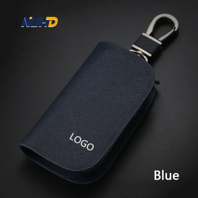 Leather Car Key Case Universal Keychain For BMW Mercedes Audi VW Bentley Ferrari FIAT Alfa Jeep Key Cover Protector Accessories