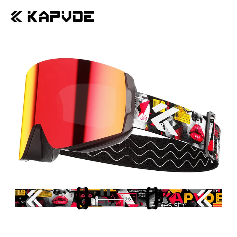 Kapvoe Photochromic Ski Goggles Magnetic Anti-Fog Lenses UV400 Protection Men Women Ski Goggles Winter Sports Eyewear