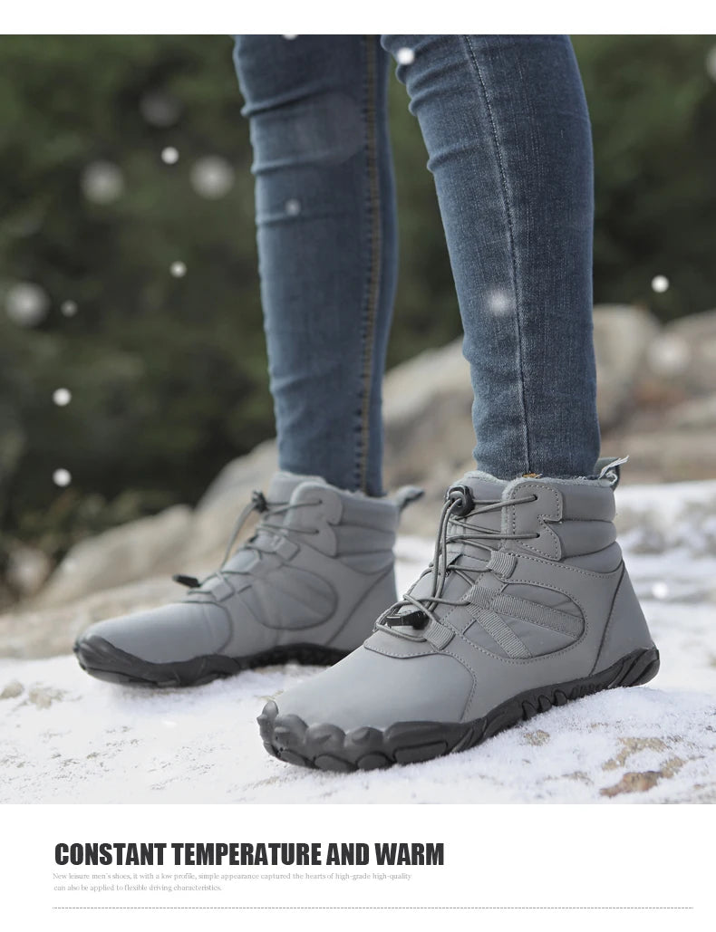 Men Women Waterproof Winter Boots Snow Barefoot Casual Shoes Outdoor Warm Work Shoes Ankle Shoes for Trekking Climbing Hiking