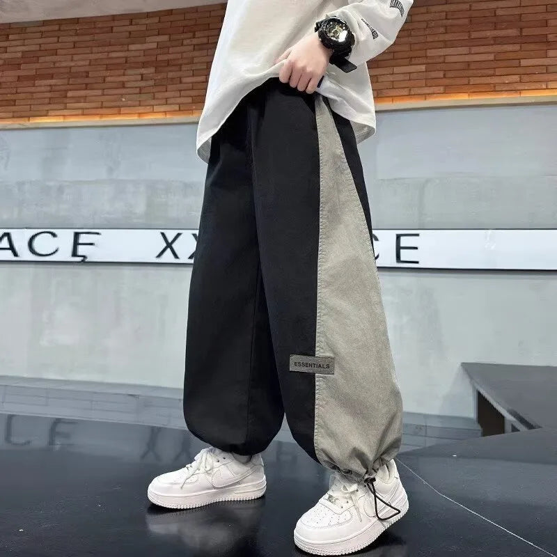 Summer Boys Pants High Street Ice Like Fabric Trousers Grey Thin Sports Pants Casual Children's Clothing New Kids Sweatpants