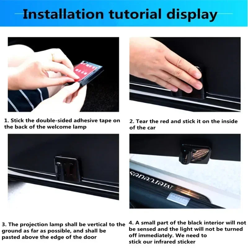 2Pcs New Car Door Light LED Welcome Lamp DIY N Logo Accessories Projector Wireless For Car tools Accessories amagi
