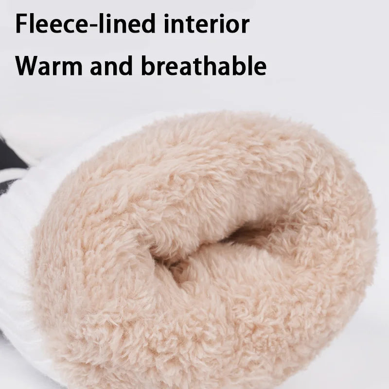 Minimalist Winter Warmth Thickened Fingerless Gloves Unisex Waterproof Fabric Fleece-Lined Ski Gloves Outdoor Sports Gloves