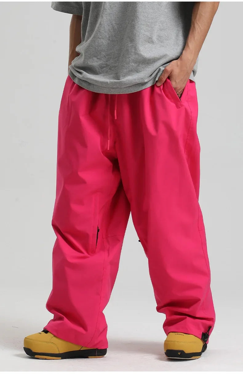 Men Baggy Windproof Solid Women Skiing Pants Waterproof Loose Hooded Ski Strides New Outdoor Sport Adult Breathable Trousers