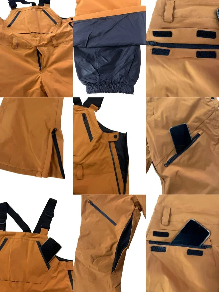 Waterproof Snowboard Sport Pants Winter New Skiing Trousers Men Loose Ski Overalls Outdoor Windproof Snow Strap Pants Clothing