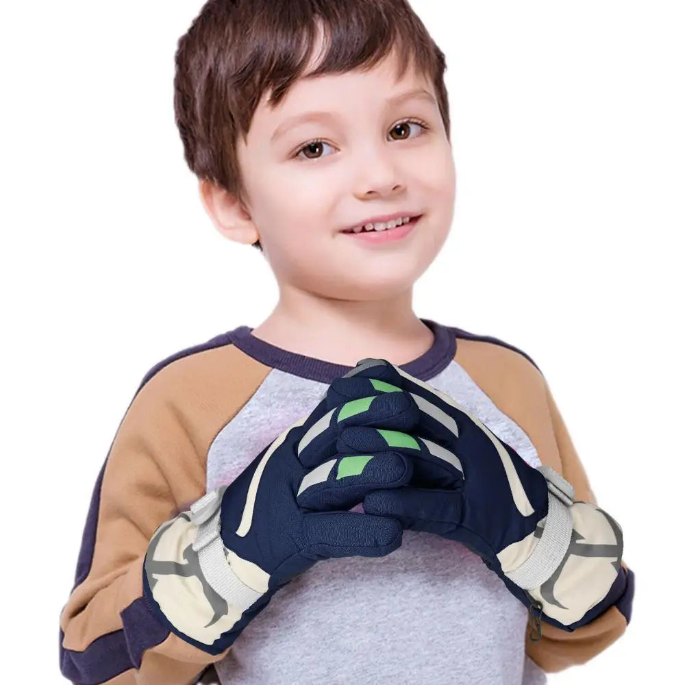 Winter Kids Snowboard Ski Gloves Nylon Non-slip Children Boys Girls Waterproof Cycling Thermal Fleece Warm Snow Gloves