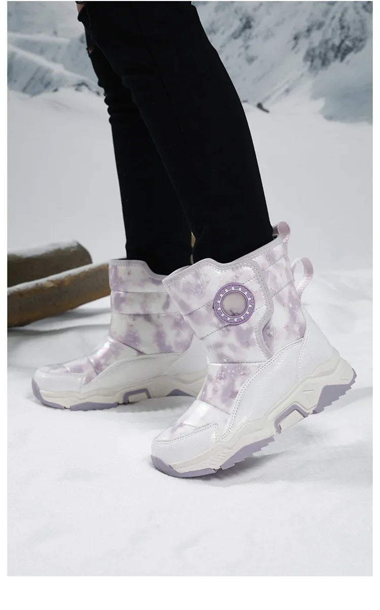 Winter Children's Cotton Shoes Anti-Slip Ice Claw High-Top Waterproof Fleece-Lined Snow Boots for Girls And Boys Hot Sale Of The