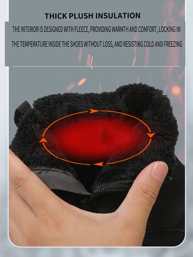 Women/Men Barefoot Snow Boots Warm Fur Shoes Non Slip Minimalist Ankle Boots Thermal Plush Shoes Comfortable for Hiking Walking