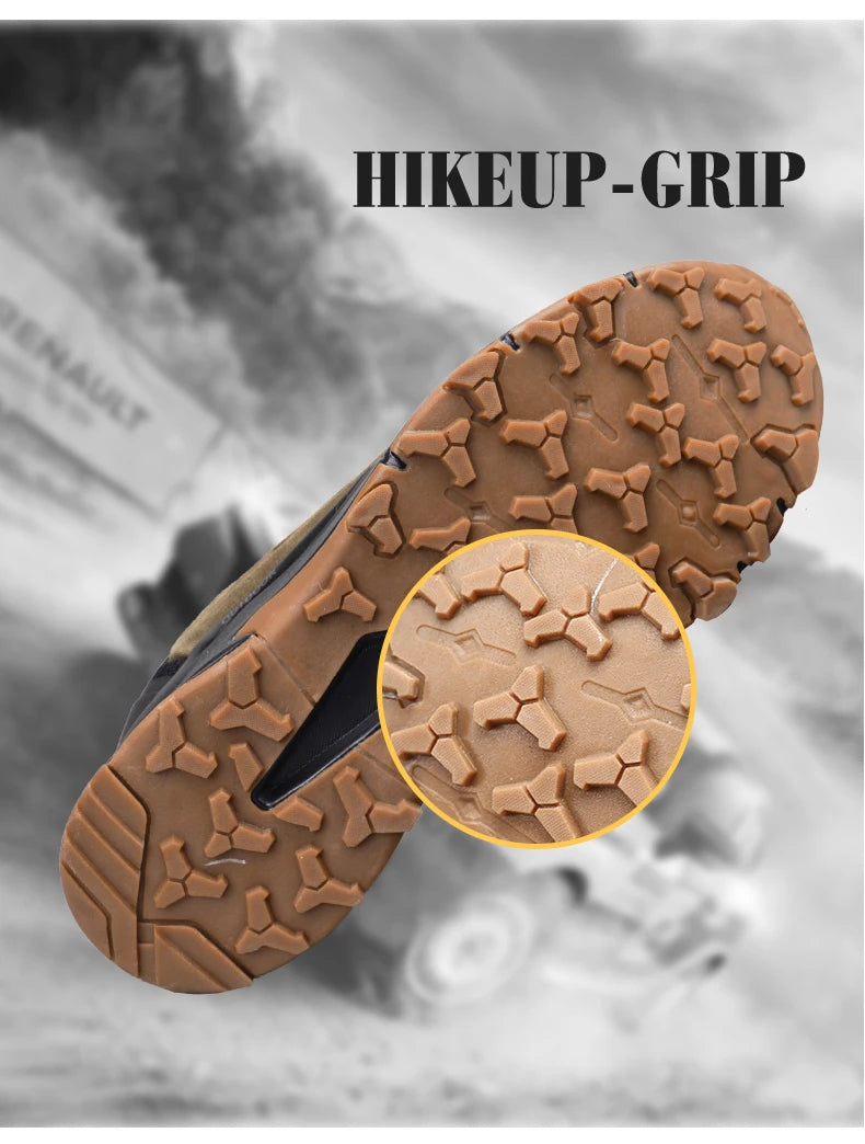 HIKEUP Latest Men's Hiking Shoes Wear-resistant Non-slip Outdoor Sneaker Rock Climbing Trekking Hunting Men Sports Suede Leather