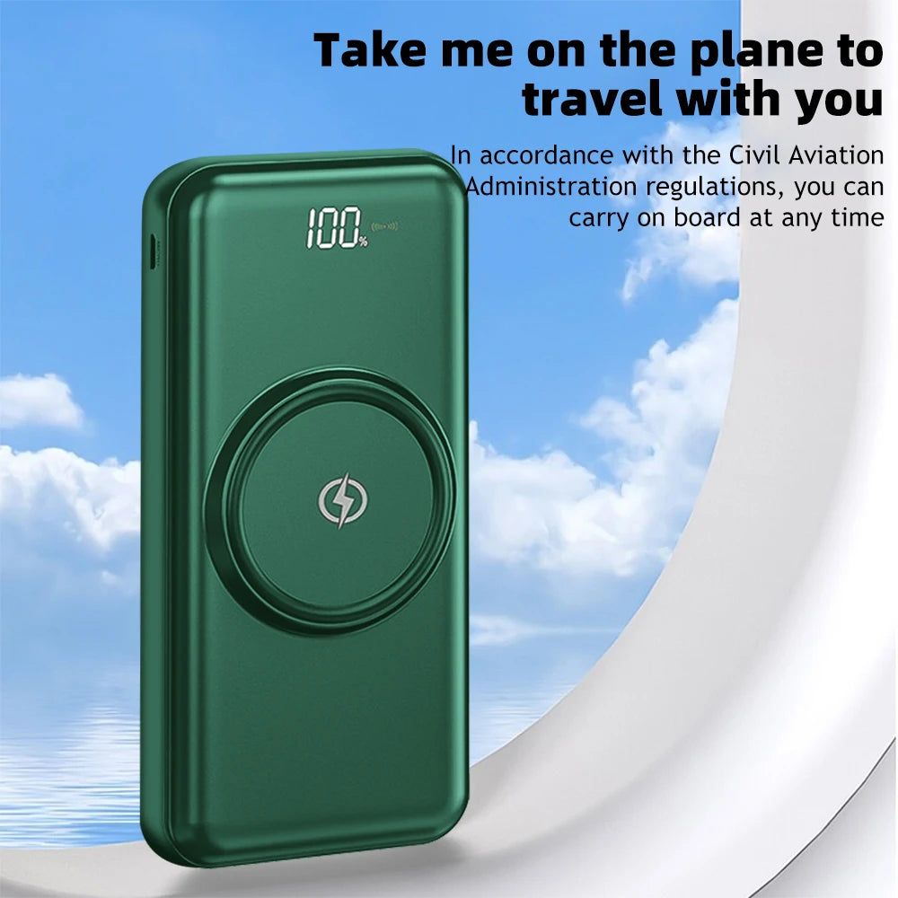 20000mAh Wireless Power Bank Fast Charging Built-in Quad Power Cable Mobile Phone Charger For Iphone 13 14 15 Xiaomi Samsung
