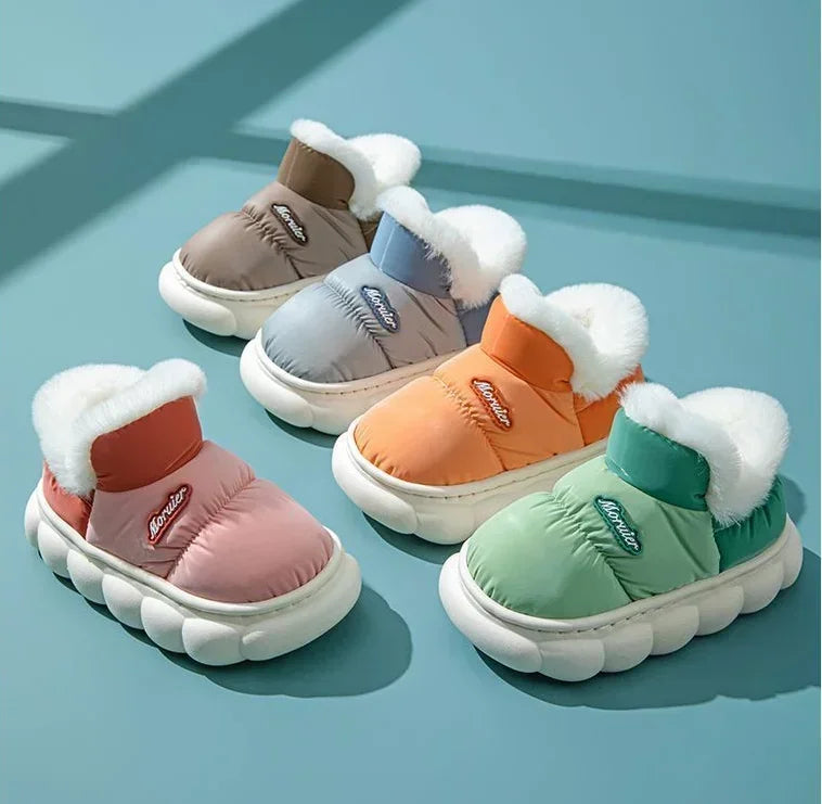 Children's Cotton Shoes Winter Plush Thickened Cotton Slippers Waterproof Ski Boots Baby Boys and Girls Leather Boots Kids Shoes