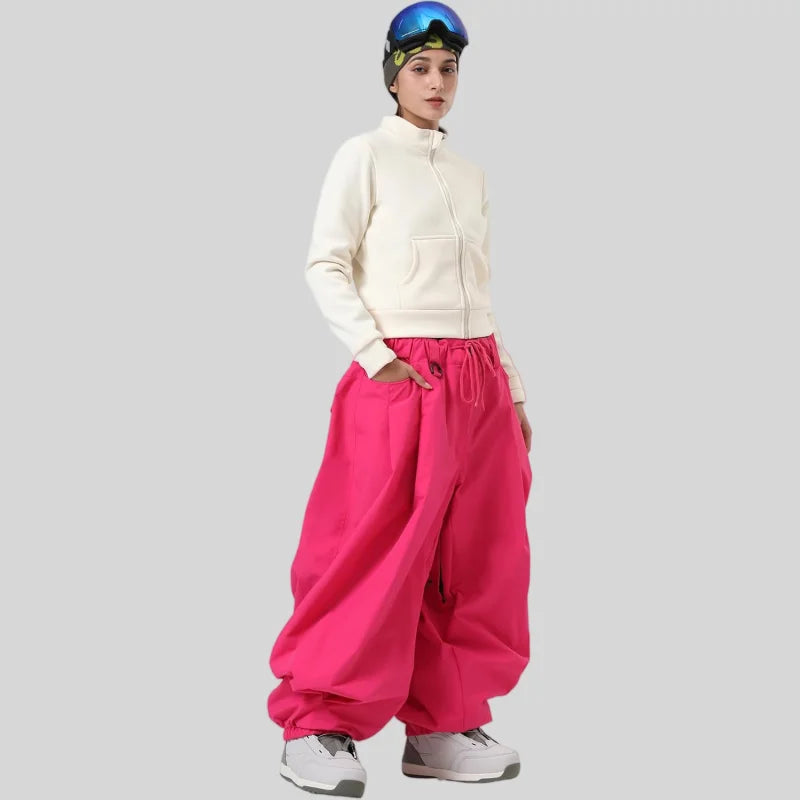 GSOU SNOW Plus Size Winter Ski Trousers Super Baggy Men Snowboard Clothes Women Snow Pants Outdoor Sports Winterproof Breathable