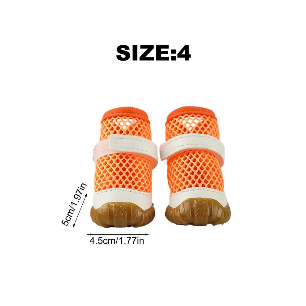Small Dog Shoes Breathable Dog Mesh Shoes Paws Protectors Adjustable Sandals Anti-Slip Pet Apparel For Hot Days
