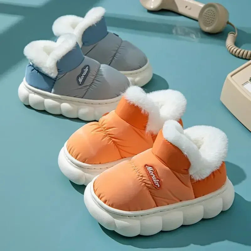 Children's Cotton Shoes Winter Plush Thickened Cotton Slippers Waterproof Ski Boots Baby Boys and Girls Leather Boots Kids Shoes
