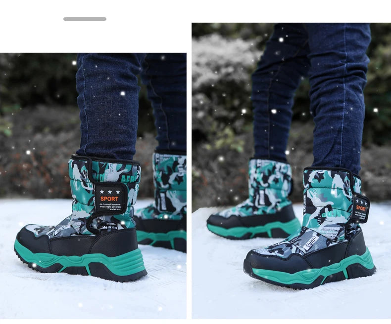 New Cute Winter Girl's Nonslip Snow Boots Kids Mountaineering Skiing Warm Felt Boots School Outdoor Activities Eur Size 31-39