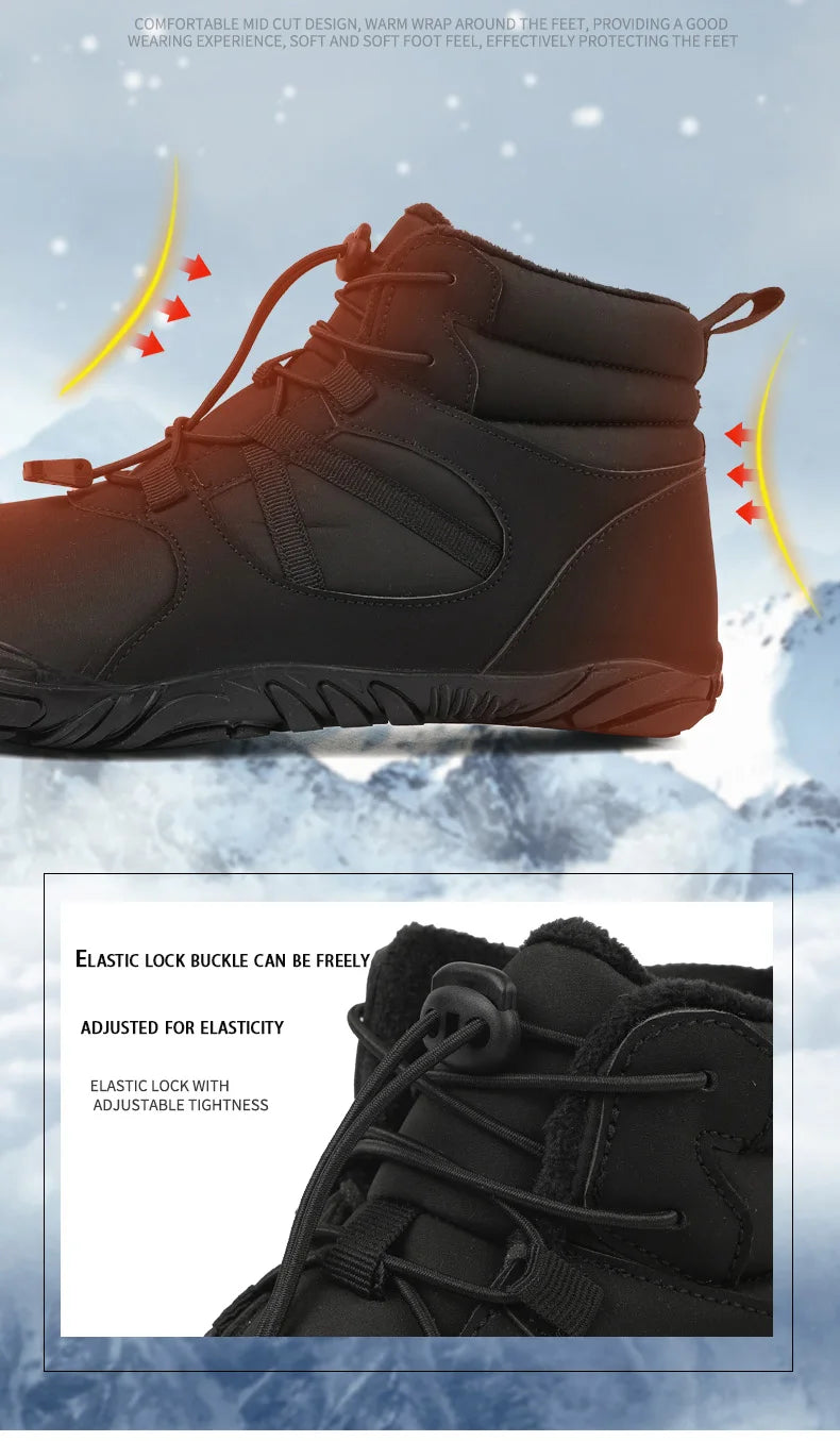 Men Women Waterproof Winter Boots Snow Barefoot Casual Shoes Outdoor Warm Work Shoes Ankle Shoes for Trekking Climbing Hiking