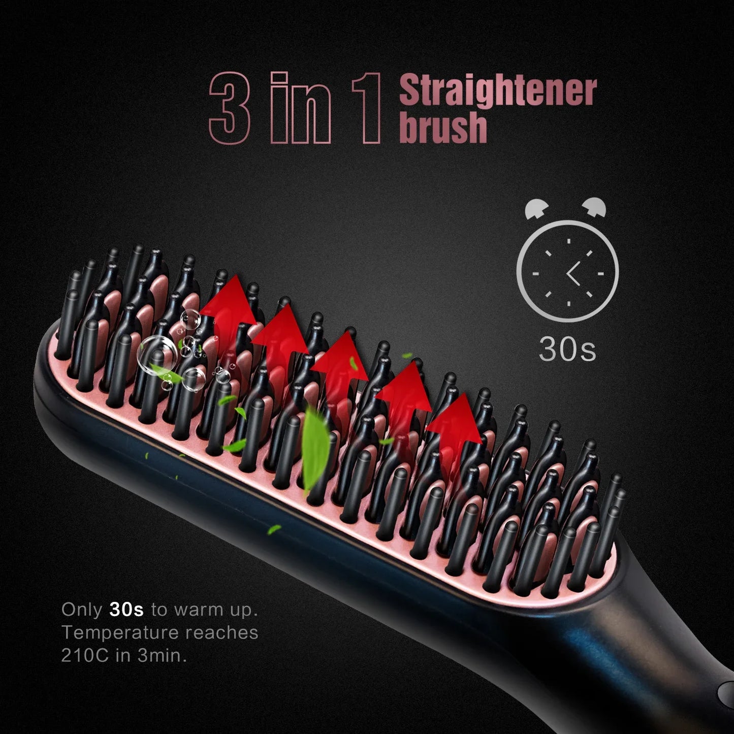 Men's Electric Beard Straightener Negative Ion Hair Straightening Brush Hair Straightener Wet & Dry Quick Styler