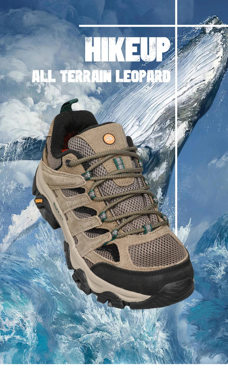 HIKEUP Hiking Shoes Men Designer Climbing Trekking Sneakers for Men Leather Outdoor Sports Work Man Shoes Run Shoes