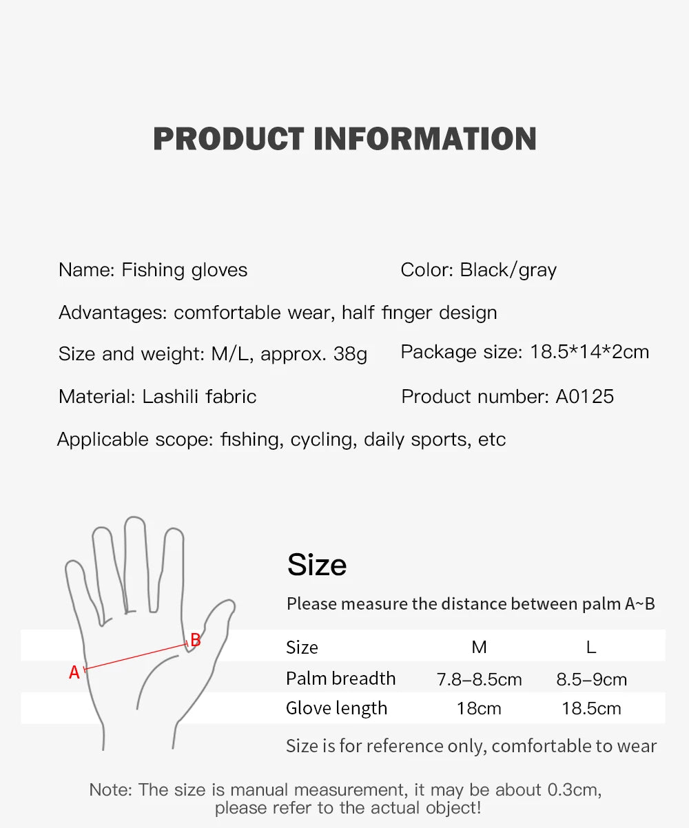 1 Pair Fishing Gloves for Men Summer Fishing Road Sub Sunscreen and Anti Slip Ice Silk Breathable Thin Three Finger Cut Gloves