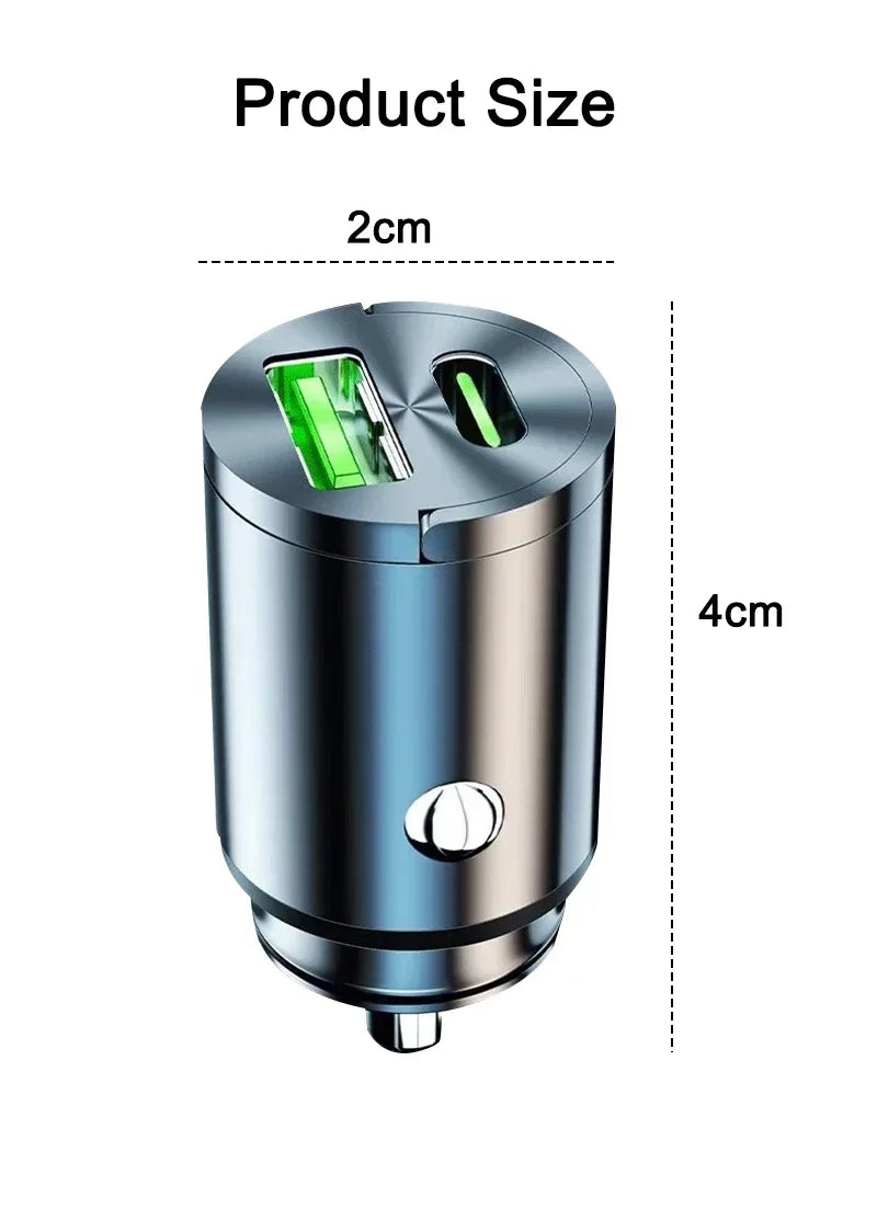 200W Mini Pull Ring Car Charger Dual USB Fast Chargingfor iPhone Huawei Xiaomi Samsung QC 3.0 Phone convenient Charger Adapter