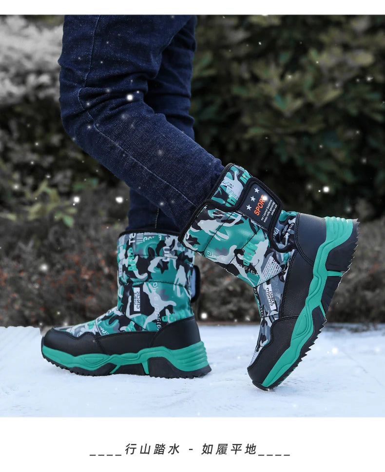 New Cute Winter Girl's Nonslip Snow Boots Kids Mountaineering Skiing Warm Felt Boots School Outdoor Activities Eur Size 31-39