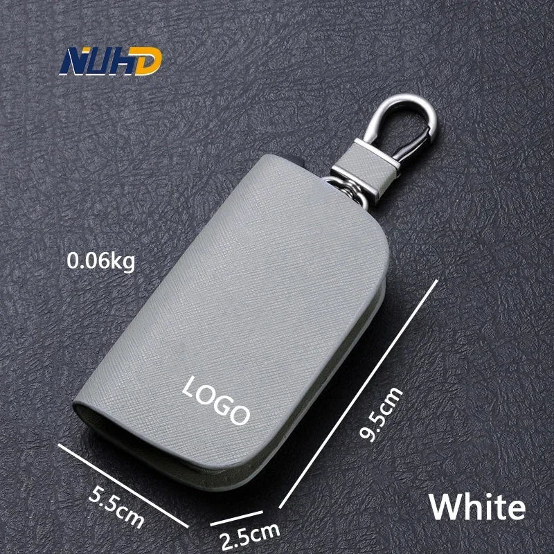 Leather Car Key Case Universal Keychain For BMW Mercedes Audi VW Bentley Ferrari FIAT Alfa Jeep Key Cover Protector Accessories