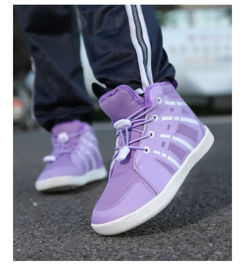 Boys Girls Snow Boots Waterproof Winter Shoes Kids Barefoot Shoes Winter Wide Toe Sneakers Warm Snow Boots Lightweight Non-slip