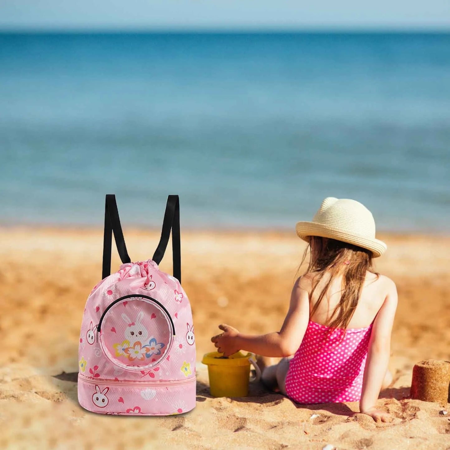 Swimming Wet Dry Bag Waterproof Kids Backpack Portable Oxford Cloth Separation Children Pouch Clothes Holder Pink S
