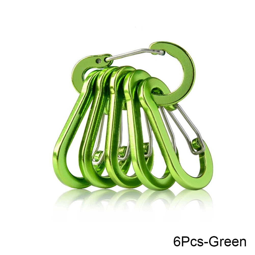 6/12pcs Outdoor Camping Multi Tool Mountaineering Buckle Steel Small Carabiner Clips Fishing Climbing Acessories Dropshipping