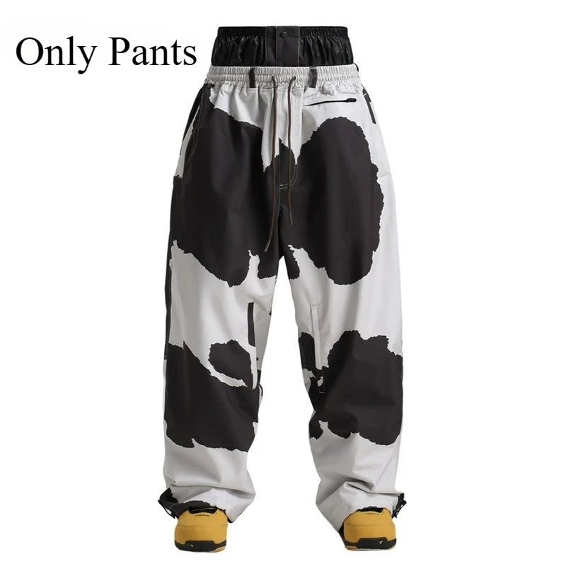 New Baggy Windproof Men Solid Women Skiing Pants Waterproof Loose Hooded Ski Strides Outdoor Sports Adult Breathable Trousers