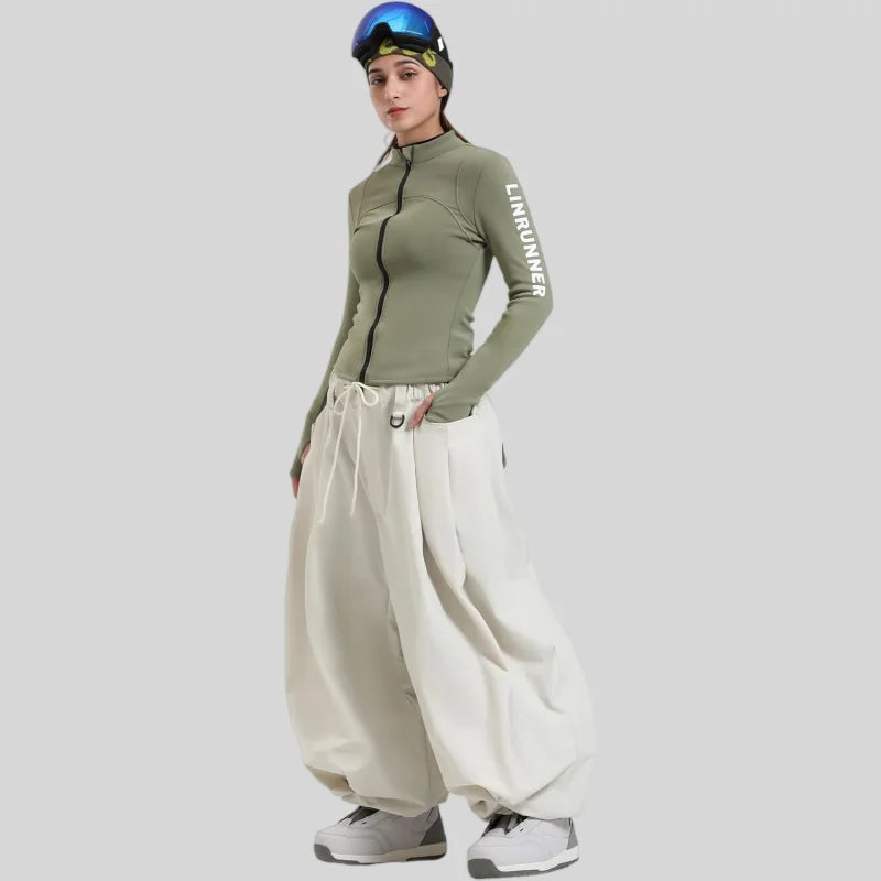 GSOU SNOW Plus Size Winter Ski Trousers Super Baggy Men Snowboard Clothes Women Snow Pants Outdoor Sports Winterproof Breathable