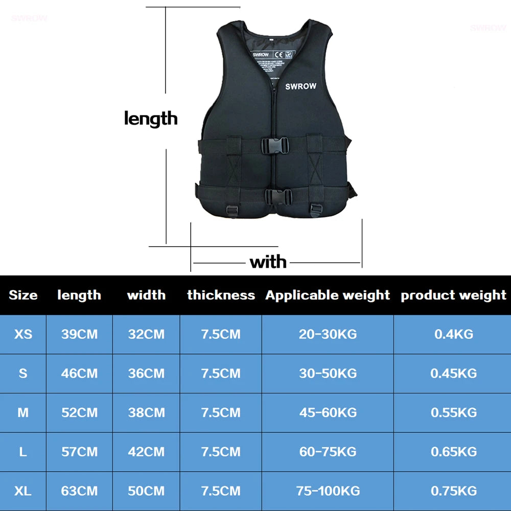 New Life Jacket Neoprene Safety Life Vest Water Sports Fishing Kayaking Boating Swimming Drifting Safety Vest for Adult Children