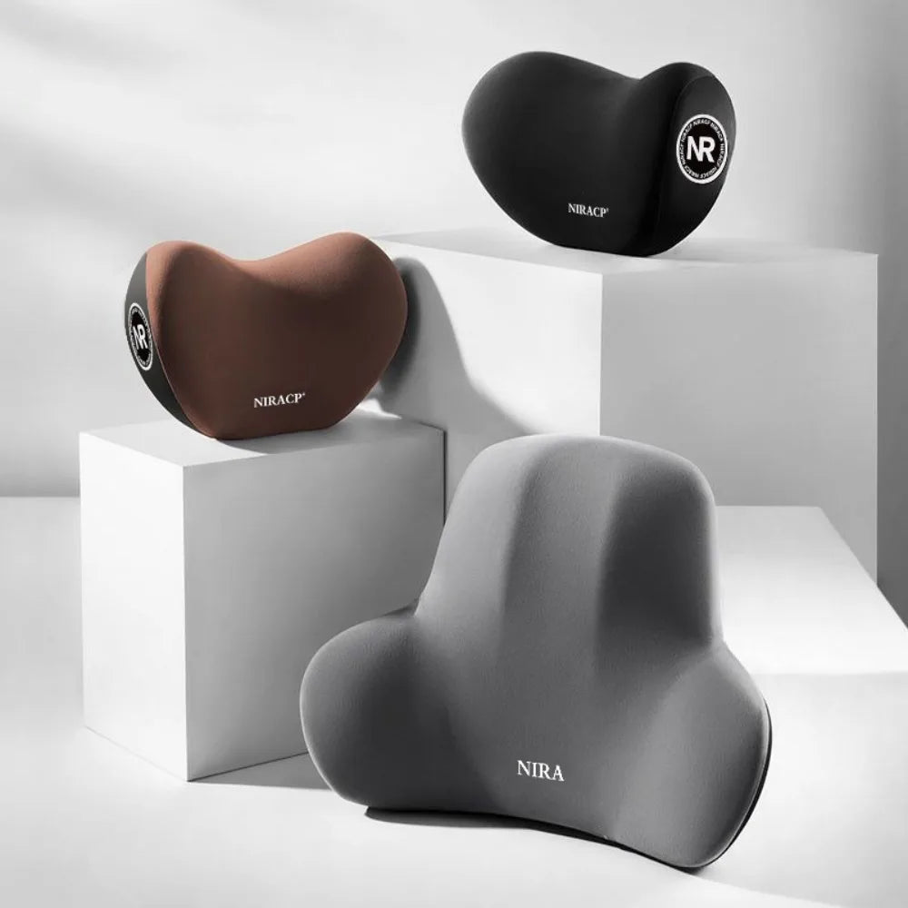 Car Neck Pillow Memory Foam Protective Lumbar Support Backrest Relieves Pressure Breathable Car Headrest Pillow Car Assesories