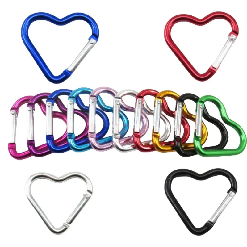 Outdoor Carabiner Heart Shape Keychain Clip Aluminum Alloy Rings Climbing Clips Spring Snap Hook Carabiner Durable