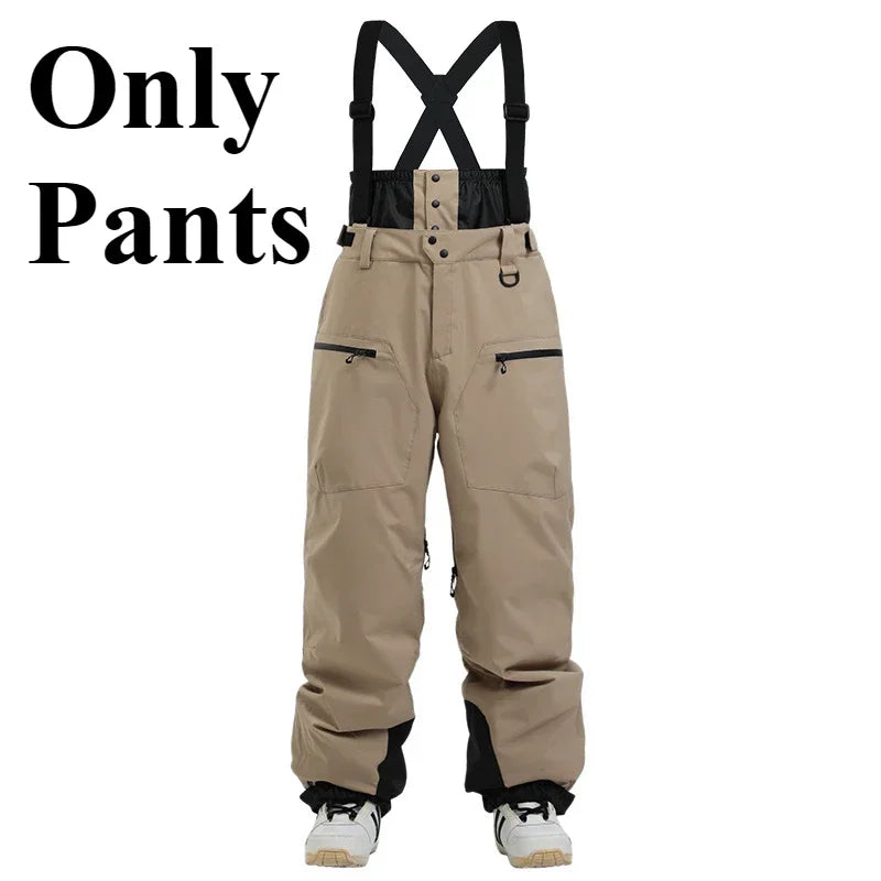 Winter New Skiing Pants Thickening Warm Ski Overalls Men Loose Snow Clothes Outdoor Windproof Snowboard Trousers Waterproof Pant